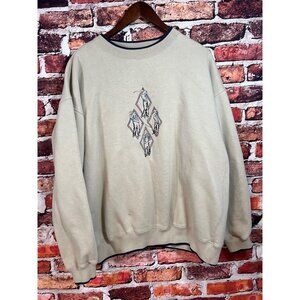 Vintage McSport X-Large Beige Crewneck Sweatshirt With Golfer Embroidery S3
